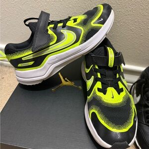 Nike Black and Neon Yellow Kids Sneakers